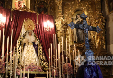 María Santísima de las Penas, ante el retablo mayor de la Iglesia Imperial de San Matías