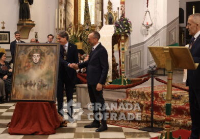 Óleo sobre tabla para el cartel de Díaz Losada que anuncia la peregrinación del Rocío de Granada
